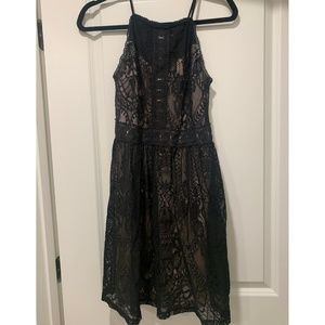 Black dress with nude slip